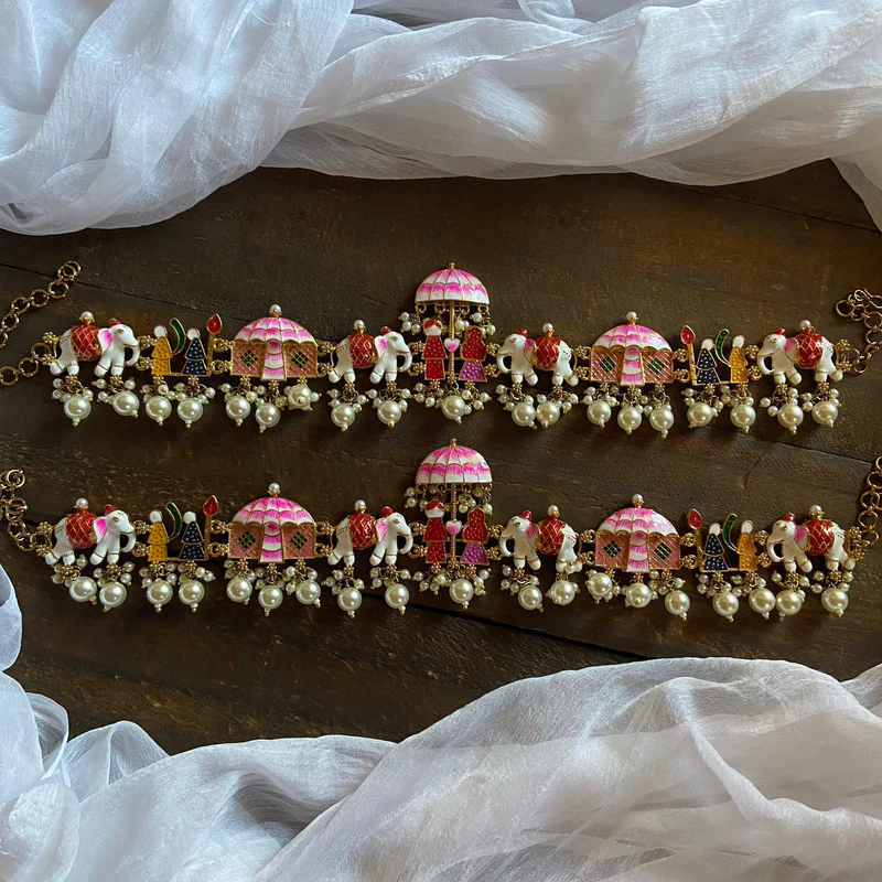 Hand Painted Meenakari Barat Anklets